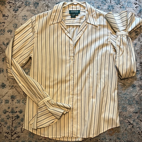 Lauren Ralph Lauren Tops - Lauren Ralph Lauren Yellow Statement Sleeve Button-up Blouse